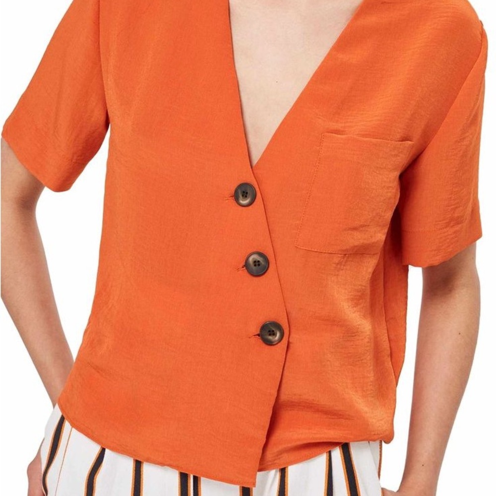Topshop Asymmetrical Button Down Blouse - image 1